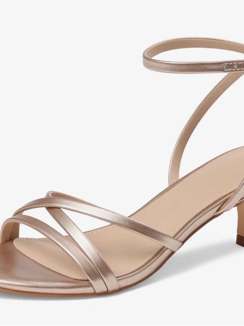 Metallic Gold-Pewter Strappy Low Heel Sandal